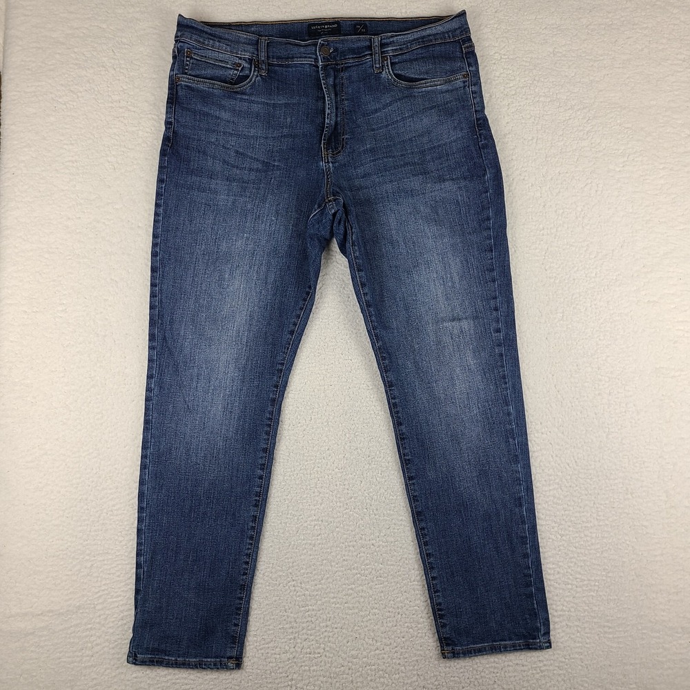 Lucky Brand Jeans Mens 38x32 Blue 412 Athletic Slim Dark Wash Denim